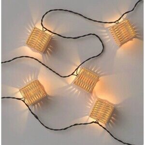 Threshold LED Mini Woven Resin Wicker Indoor Outdoor 10ct Lantern String Lights